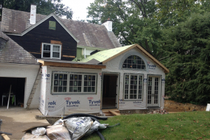 Construction phase of a new home addition in Mt. Lebanon by Action Builders