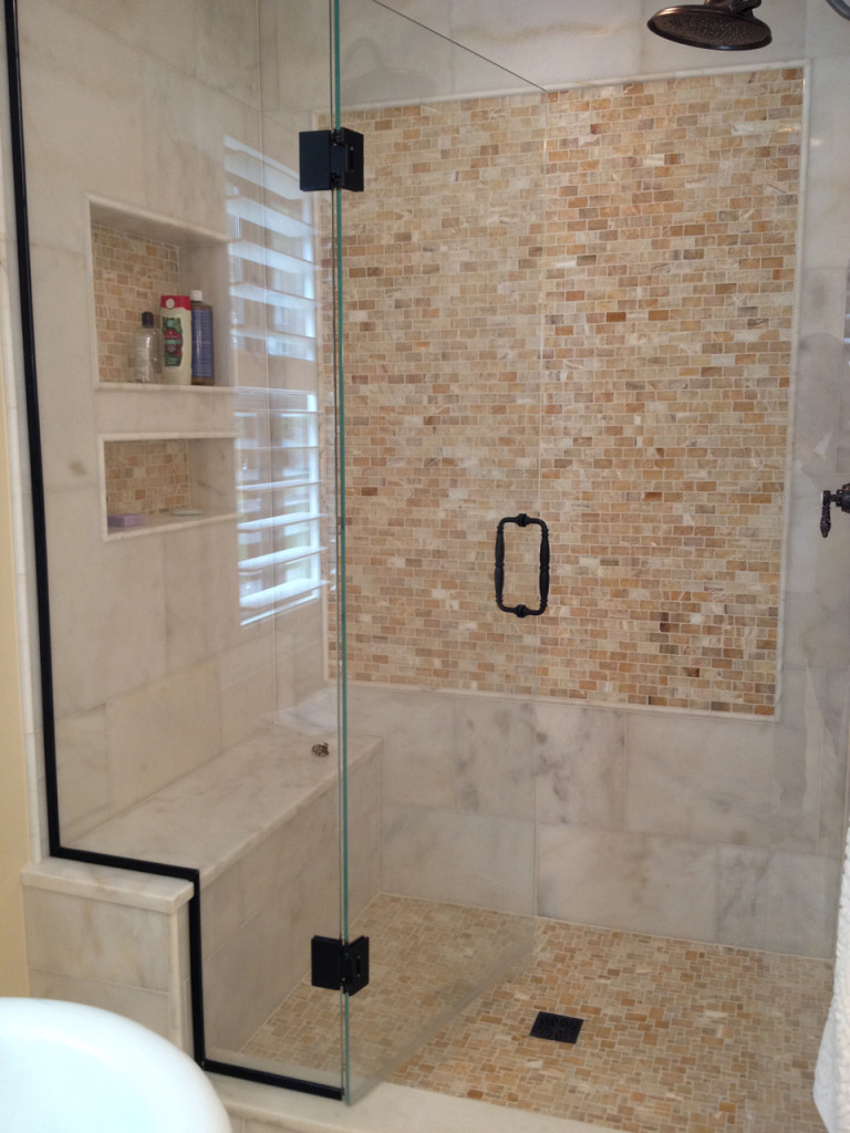 Bathroom addition on a home with brick siding built by Action Builders in Mt. Lebanon